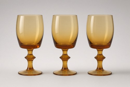 Vintage amber wine goblets - amber,