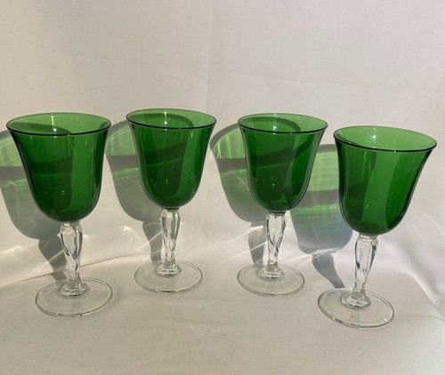 Emerald green wine glasses - (4),
